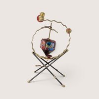 Vintage Metal Sculpture Spinning Dreidel Judaica Art