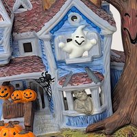 Vintage PartyLite Ceramic Haunted House Tealight Candle Holder