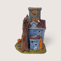 Vintage PartyLite Ceramic Haunted House Tealight Candle Holder