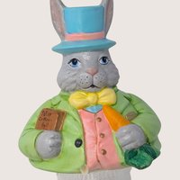 Vintage Ceramic Easter Bunny Mason Jar Topper With Glass Base