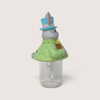 Vintage Ceramic Easter Bunny Mason Jar Topper With Glass Base