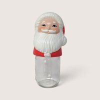 Vintage Ceramic Mr And Mrs Claus Mason Jar Topper Set With Glass Bases