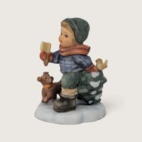 Vintage Studio Hummel O Tannenbaum ceramic figurine of a boy with a dog and Christmas tree.