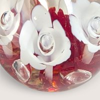 Vintage Red and White Glass Flower Paperweight