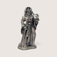 Bottom stamp and signature of Ray Ayres on vintage The Giant Sorcerer pewter wizard figurine by WAPW UK.