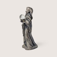 Vintage The Giant Sorcerer Pewter Crystal Ball Figurine