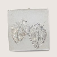 Vintage JC Penney Cutout Leaf Silver Tone Earrings