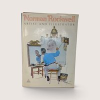 Vintage 1970 large hardcover book titled Norman Rockwell Artist and Illustrator by Thomas S. Buechner with its dust jacket showing the triple self-portrait.