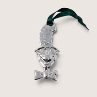 Vintage Cat in the Hat Silver Plated Ornament Pair