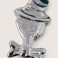 Vintage Cat in the Hat Silver Plated Ornament Pair