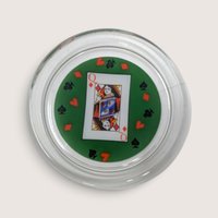 Vintage Set Of 8 Glass Playing Card Coasters