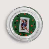 Vintage Set Of 8 Glass Playing Card Coasters