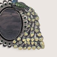 Vintage Enamelled Rhinestone Peacock Metal Photo Frame