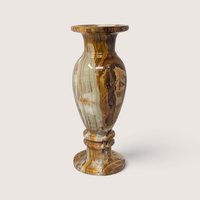 Vintage Banded Alabaster Stone Vase