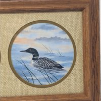 Vintage D. Smith Loon and Wildflower Framed Print Art