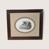 A vintage framed Don Balke duck lithograph featuring signed wildlife art matted in a wood frame with glass.