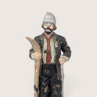 Vintage Flambro Emmett Kelly Jr Skier Porcelain Clown Figurine