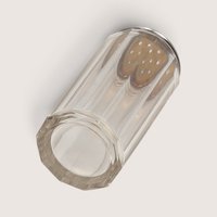 Vintage Glass Powder Shaker Embossed Metal Lid