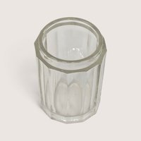 Vintage Faceted Glass Vanity Jar with Embossed Metal Lid 