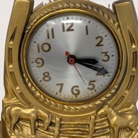 Vintage Cowboy Horse Horseshoe Electric Clock, Cord Cut