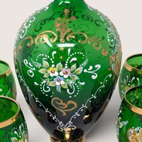 Vintage Italian Emerald Green Glass Decanter Set