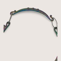 Vintage Rainbow Iridescent Metal Peacock Collar Bib Necklace