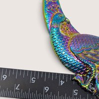 Vintage Rainbow Iridescent Metal Peacock Collar Bib Necklace