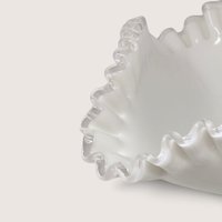 Vintage Milk Glass Pedestal Ruffled Bowl