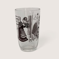 Set Of 4 Vintage Juice Glasses Domestic Scenes