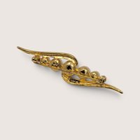 Vintage Monet Gold Tone Faux Pearl Swirl Brooch Designer Pin