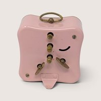 Vintage Westclox La Sallitta Pink Metal Alarm Clock for Parts or Repair
