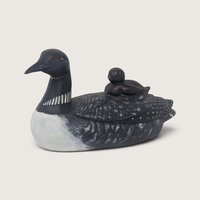 Vintage Set of 3 Loon Figurines Carved Wood and Ceramic