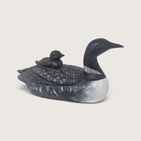 Vintage Set of 3 Loon Figurines Carved Wood and Ceramic