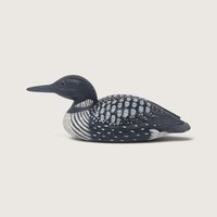 Vintage Set of 3 Loon Figurines Carved Wood and Ceramic