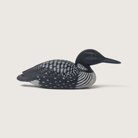 Vintage Set of 3 Loon Figurines Carved Wood and Ceramic