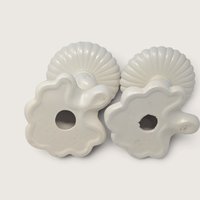 Vintage Red Wing 1197 Ceramic Candle Holder Pair White Taper Holders