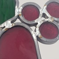Vintage Stained Glass Bell Christmas Ornament Pair