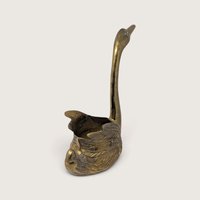 Large Vintage Solid Brass Swan Planter