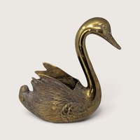 Vintage Solid Brass Swan Planter