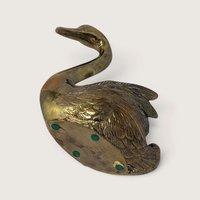 Vintage Solid Brass Swan Planter