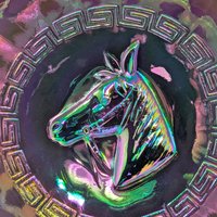 Antique Dugan Amethyst Carnival Glass Horse Head Plate