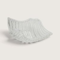 Vintage White Latticino Ribbed Handkerchief Folded Art Glass
