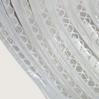 Vintage White Latticino Ribbed Handkerchief Folded Art Glass