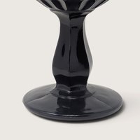 Vintage Fenton Black Glass Thumbprint Ruffled Pedestal Dish