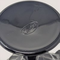 Vintage Fenton Black Glass Thumbprint Ruffled Pedestal Dish