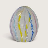 Vintage Vecchia Murano Latticino Zanfirico Art Glass Paperweight Egg 