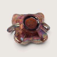 Antique Fenton Marigold Butterfly Carnival Glass Handled Bon Bon Dish