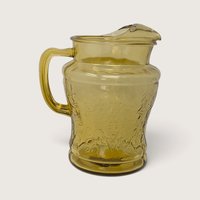Vintage Madrid Pattern Amber Yellow Glass Pitcher