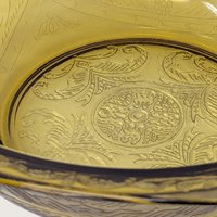 Vintage Yellow Glass Bowl Madrid Pattern Scroll Serving Dish