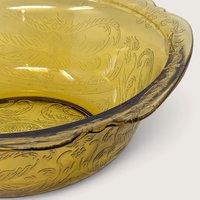 Vintage Yellow Glass Bowl Madrid Pattern Scroll Serving Dish